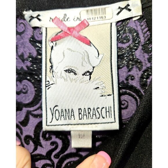 Yoana Baraschi Sheath Dress Sz 12 Damask Color Block Black Purple Anthropologie - Picture 4 of 6